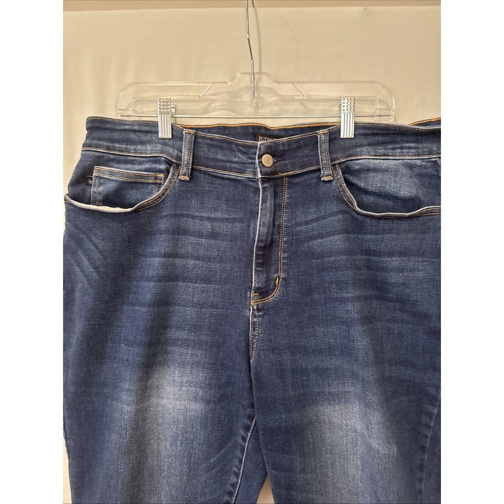 Judy Blue Boot Cut Jeans Womens 20W Dark Wash Raw Hem Stretch Denim Plus